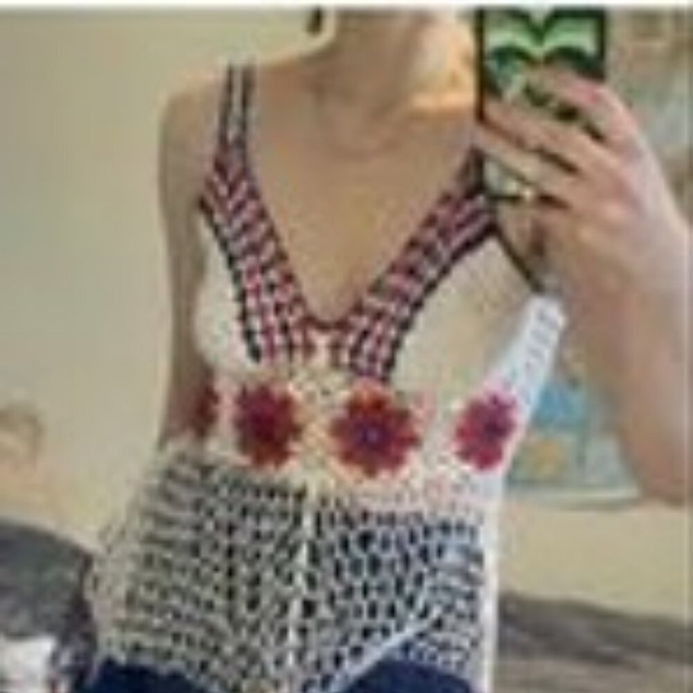 BOHO Crochet Beach Cover-Up Handmade size M